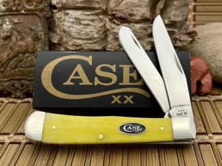 Case XX USA 2024 Smooth Yellow Bone Black Oval 20030 Trapper Pocket Knife