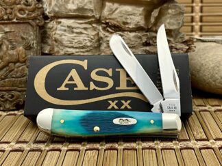 Case XX USA Sawcut Caribbean Blue Bone 25593 Mini Trapper Pocket Knife