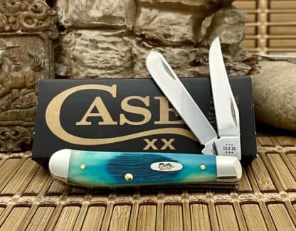 Case XX USA Sawcut Caribbean Blue Bone 25593 Mini Trapper Pocket Knife
