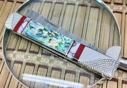 Case XX Wild Horse Custom Abalone & Bloody Jasper Damascus Razor Barlow Knife #1 - Image 3
