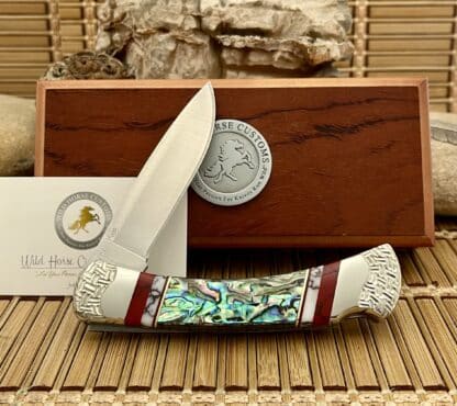 Buck 110 USA Wild Horse Custom Abalone & Bloody Jasper Lockback Hunter Knife #01 - Image 5
