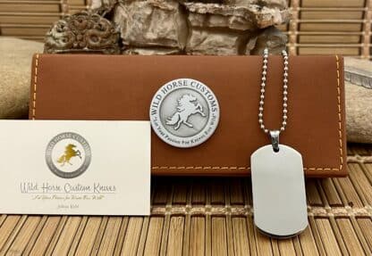 Wild Horse Custom Patchwork Gemstone Nickel Silver Knife Collectors Dog Tags #4 - Image 3
