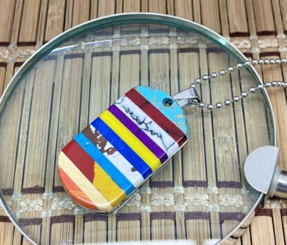Wild Horse Custom Patchwork Gemstone Nickel Silver Knife Collectors Dog Tags #4 - Image 2