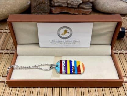 Wild Horse Custom Patchwork Gemstone Nickel Silver Knife Collectors Dog Tags #4 - Image 4