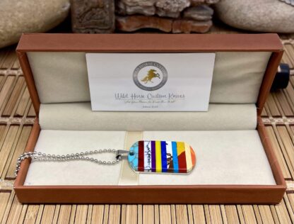Wild Horse Custom Patchwork Gemstone Nickel Silver Knife Collectors Dog Tags #4 - Image 4