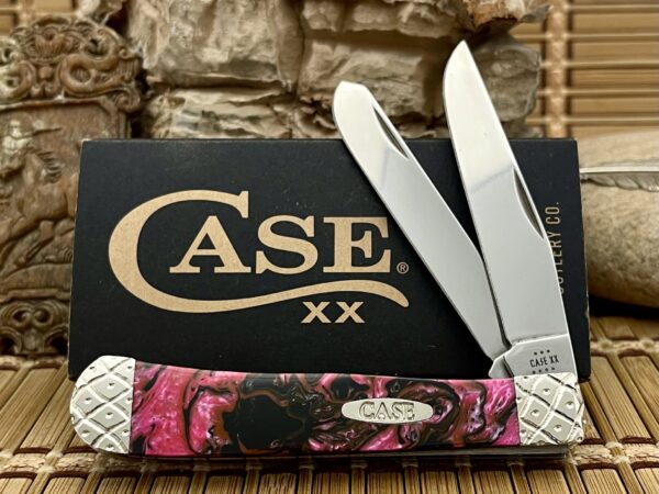 Case XX USA Beautiful Custom Black Salmon Engraved Trapper Pocket Knife