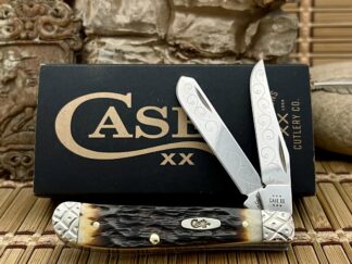 Case XX Amazing Custom Hand-Fired Peachseed AMBER Bone Mini Trapper Knife #44