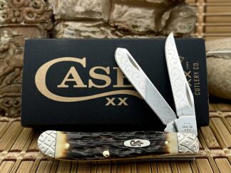 Case XX Amazing Custom Hand-Fired Peachseed AMBER Bone Mini Trapper Knife #45