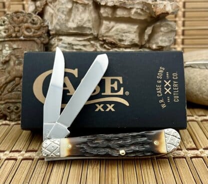 Case XX Amazing Custom Hand-Fired Peachseed AMBER Bone Mini Trapper Knife #45 - Image 4