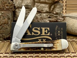 Case XX USA Peachseed Amber Bone 6540 Stainless Trapper Pocket Knife w/ Clip