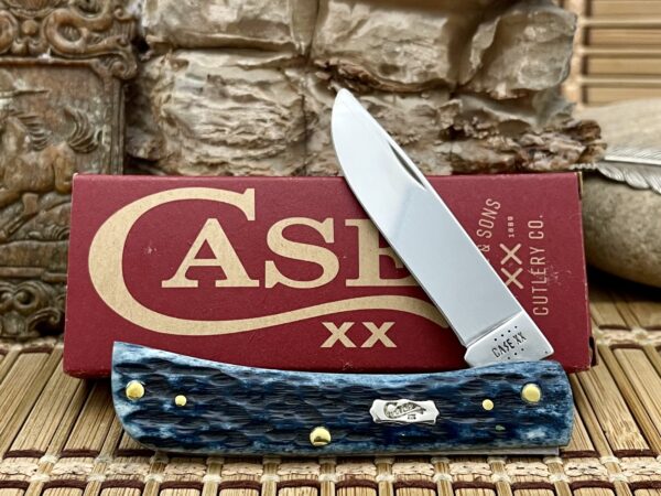 Case XX USA 2023 Pocket Worn Peachseed Mediterranean Blue Bone 51854 Sod Buster Jr. Pocket Knife
