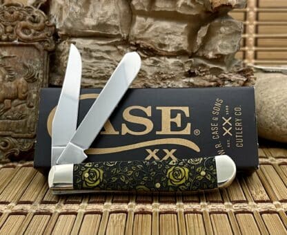 Case XX USA 2023 Yellow Bone ROSES Edition 1/500 Mini Trapper Pocket Knife - Image 2