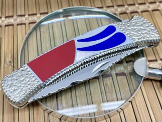 Buck 110 USA Painted Pony Mother of Pearl & Coral Folding Hunter Knife #PROTO