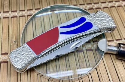 Buck 110 USA Painted Pony Mother of Pearl & Coral Folding Hunter Knife #PROTO