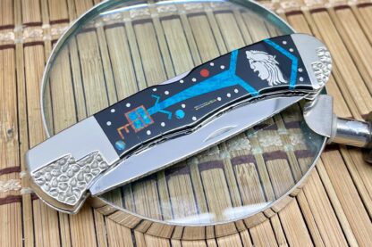 Buck 532 RARE David Yellowhorse Black Jett & Opal Navajo Spirit Talker Bucklock Knife - Image 3