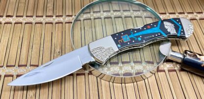 Buck 532 RARE David Yellowhorse Black Jett & Opal Navajo Spirit Talker Bucklock Knife - Image 2