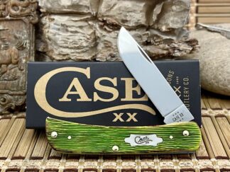 Case XX USA 2024 Hand-Fired Lime Green Barnboard Bone Sod Buster Jr. Knife