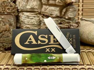 Case XX USA 2024 Hand-Fired Lime Green Barnboard Bone Razor Barlow Knife