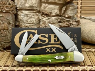 Case XX USA 2024 Hand-Fired Lime Green Barnboard Bone Seahorse Whittler Knife