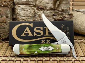 Case XX USA 2024 Hand-Fired Lime Green Barnboard Bone Russlock Knife