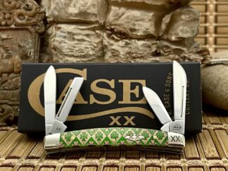 Case XX USA Green Bone Gold Edition Lucky Clover Small Congress Pocket Knife
