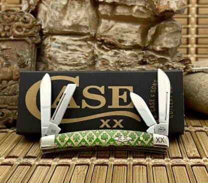 Case XX USA Green Bone Gold Edition Lucky Clover Small Congress Pocket Knife