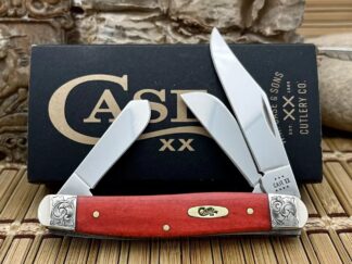 Case XX USA Custom Smooth Red Bone Scrolled Stockman Knife