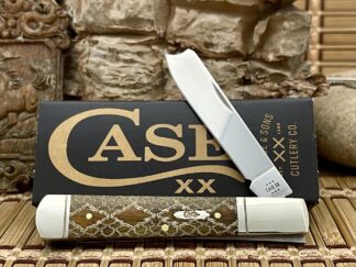 Case XX USA Antique Bone Gold Edition Magicians Rattlesnake & Barbed Wire Razor Barlow Knife