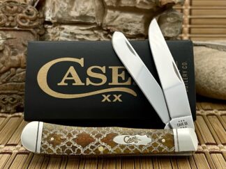 Case XX USA Antique Bone Gold Edition Magicians Rattlesnake & Barbed Wire Trapper Knife