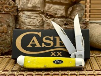 Case XX USA Smooth Yellow Bone Black Oval 20031 Mini Trapper Knife