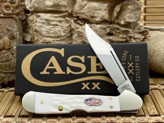Case XX USA 2024 Rough White 14104 Stars & Stripes Mini Copperlock Knife