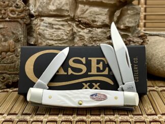 Case XX USA 2024 Rough White 14102 Stars & Stripes Medium Stockman Knife