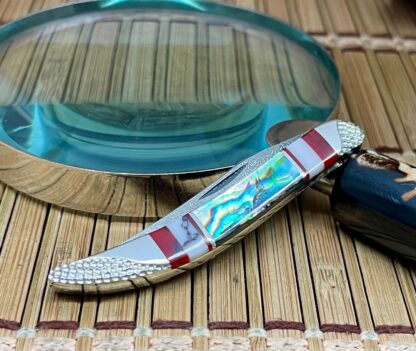 Case XX Wild Horse Custom Abalone & Bloody Jasper Damascus Toothpick Knife #1 - Image 3
