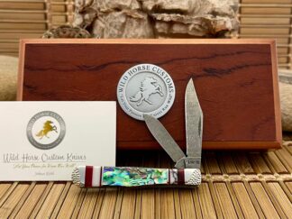 Case XX Wild Horse Custom Abalone & Jasper Damascus Swell Center Jack Knife #1