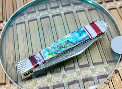 Case XX Wild Horse Custom Abalone & Jasper Damascus Swell Center Jack Knife #1 - Image 3