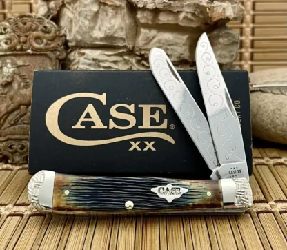 Case XX USA Custom Hand-Fired Purple Barnboard Bone Trapper Pocket Knife #1/5