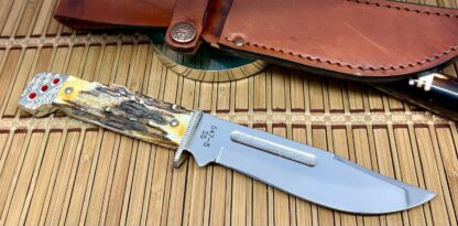 Case XX Wild Horse Custom Genuine Stag 547-5 Hunting Knife w/Ruby Inlays #1/1 - Image 6