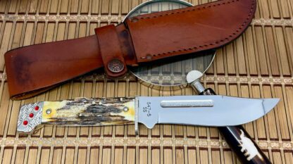 Case XX Wild Horse Custom Genuine Stag 547-5 Hunting Knife w/Ruby Inlays #1/1 - Image 4