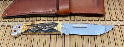 Case XX Wild Horse Custom Genuine Stag 578-3 1/2 Slab Hunter Knife w/Ruby Inlays #1/1 - Image 3