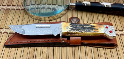 Case XX Wild Horse Custom Genuine Stag 578-3 1/2 Slab Hunter Knife w/Ruby Inlays #1/1 - Image 5