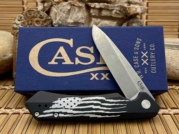 Case XX USA Black Anodized Aluminum Flag S35VN Kinzua 10857 Flipper Knife