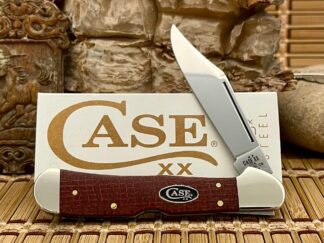 Case XX USA 2025 Dark Red Burlap Micarta 12275 Carbon Copperlock Knife
