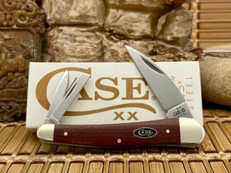 Case XX USA 2025 Dark Red Burlap Micarta 12276 Carbon Seahorse Whittler Knife