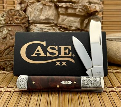 Case XX USA Custom Brown Maple Burl Scrolled Razor Barlow Knife
