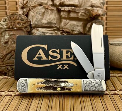 Case XX USA Amazing 6.5 Bone Stag Scrolled Razor Barlow Knife