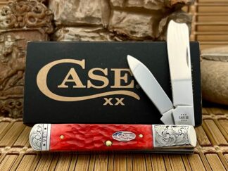 Case XX USA Custom Dark Red Bone Patriotic Scrolled Razor Barlow Knife
