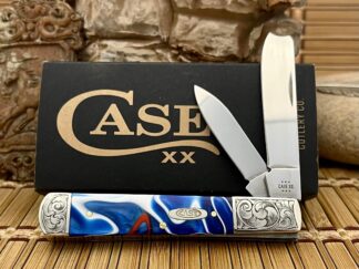 Case XX USA Custom Patriotic Kirinite Scrolled Razor Barlow Knife