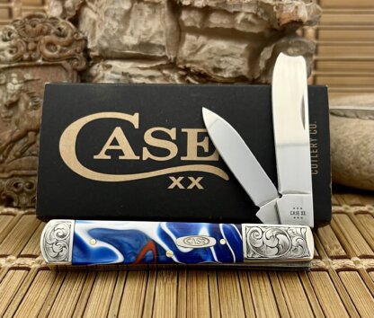 Case XX USA Custom Patriotic Kirinite Scrolled Razor Barlow Knife