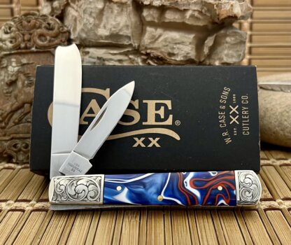 Case XX USA Custom Patriotic Kirinite Scrolled Razor Barlow Knife - Image 3
