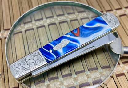 Case XX USA Custom Patriotic Kirinite Scrolled Razor Barlow Knife - Image 2